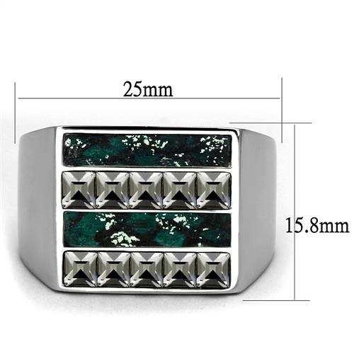 MATK2861 - High polished (no plating) Stainless Steel Ring with Leather  in Assorted