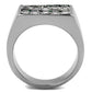 MATK2861 - High polished (no plating) Stainless Steel Ring with Leather  in Assorted