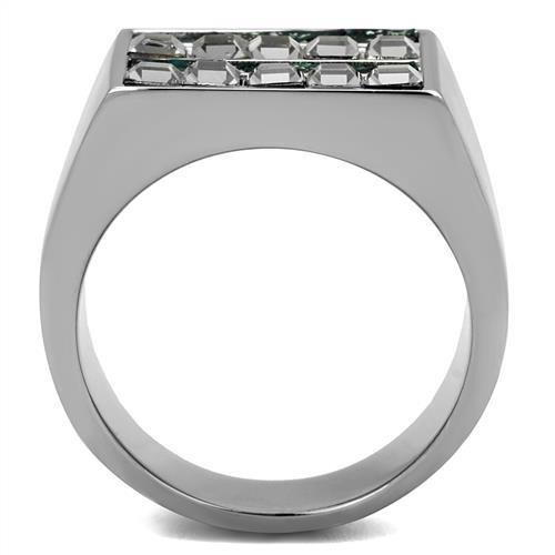MATK2861 - High polished (no plating) Stainless Steel Ring with Leather  in Assorted