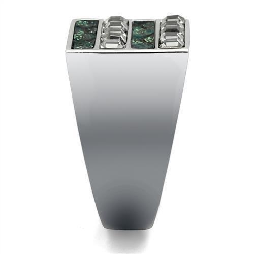 MATK2861 - High polished (no plating) Stainless Steel Ring with Leather  in Assorted