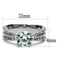 MATK2862 - High polished (no plating) Stainless Steel Ring with AAA Grade CZ  in Clear