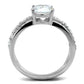 MATK2862 - High polished (no plating) Stainless Steel Ring with AAA Grade CZ  in Clear