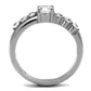 MATK2865 - High polished (no plating) Stainless Steel Ring with AAA Grade CZ  in Clear