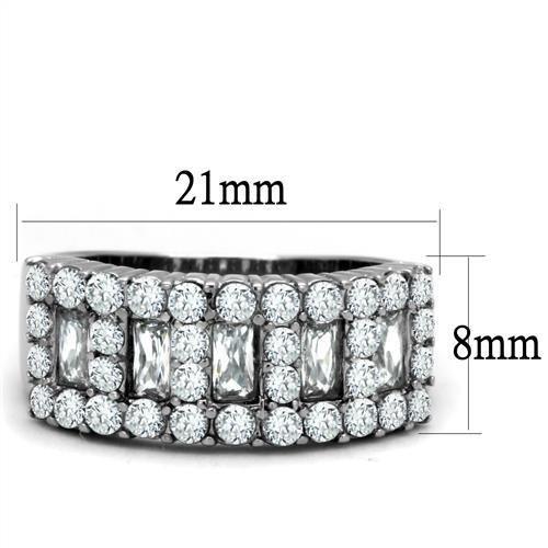 MATK2866 - High polished (no plating) Stainless Steel Ring with AAA Grade CZ  in Clear