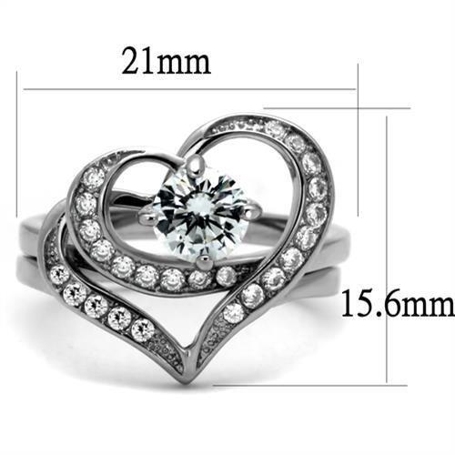 MATK2868 - High polished (no plating) Stainless Steel Ring with AAA Grade CZ  in Clear