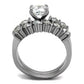 MATK2869 - High polished (no plating) Stainless Steel Ring with AAA Grade CZ  in Clear