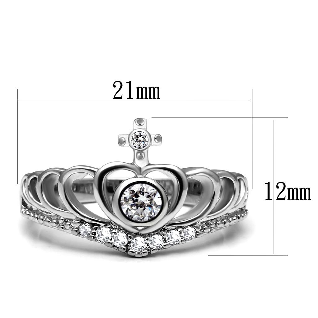 MATK2870 - High polished (no plating) Stainless Steel Ring with AAA Grade CZ  in Clear
