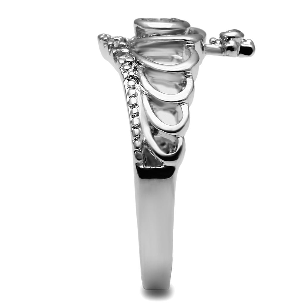 MATK2870 - High polished (no plating) Stainless Steel Ring with AAA Grade CZ  in Clear