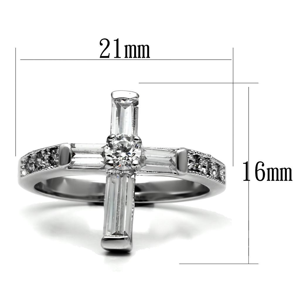 MATK2871 - High polished (no plating) Stainless Steel Ring with AAA Grade CZ  in Clear