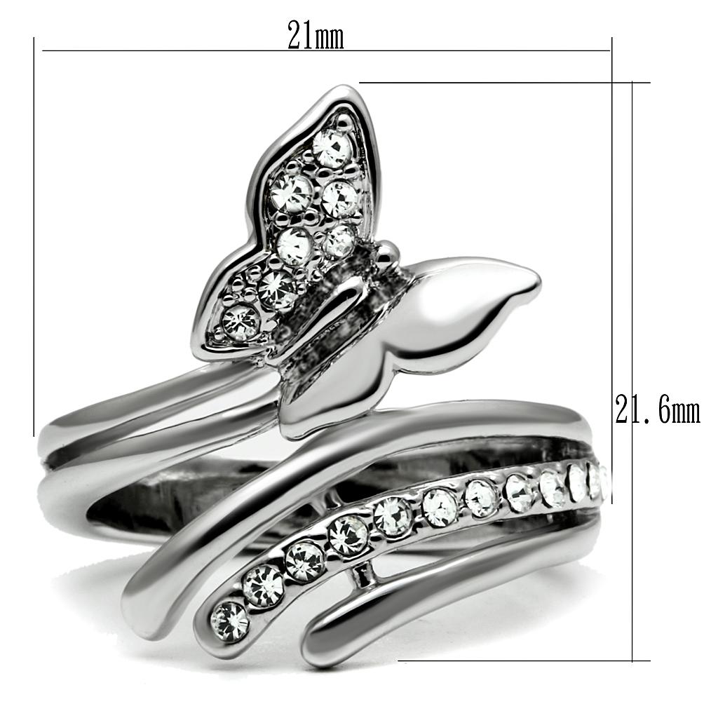 MATK2875 - High polished (no plating) Stainless Steel Ring with AAA Grade CZ  in Clear