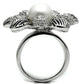 MATK2877 - High polished (no plating) Stainless Steel Ring with Synthetic Pearl in White