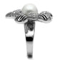 MATK2877 - High polished (no plating) Stainless Steel Ring with Synthetic Pearl in White