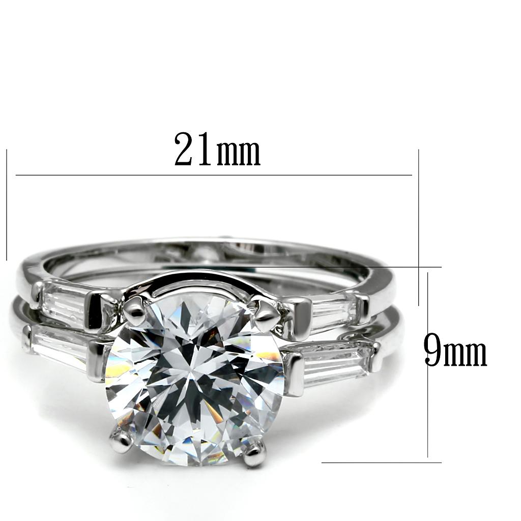 MATK2878 - High polished (no plating) Stainless Steel Ring with AAA Grade CZ  in Clear