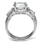 MATK2878 - High polished (no plating) Stainless Steel Ring with AAA Grade CZ  in Clear