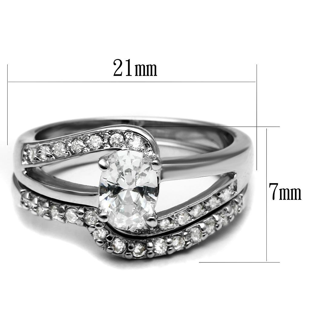 MATK2879 - High polished (no plating) Stainless Steel Ring with AAA Grade CZ  in Clear