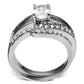 MATK2879 - High polished (no plating) Stainless Steel Ring with AAA Grade CZ  in Clear
