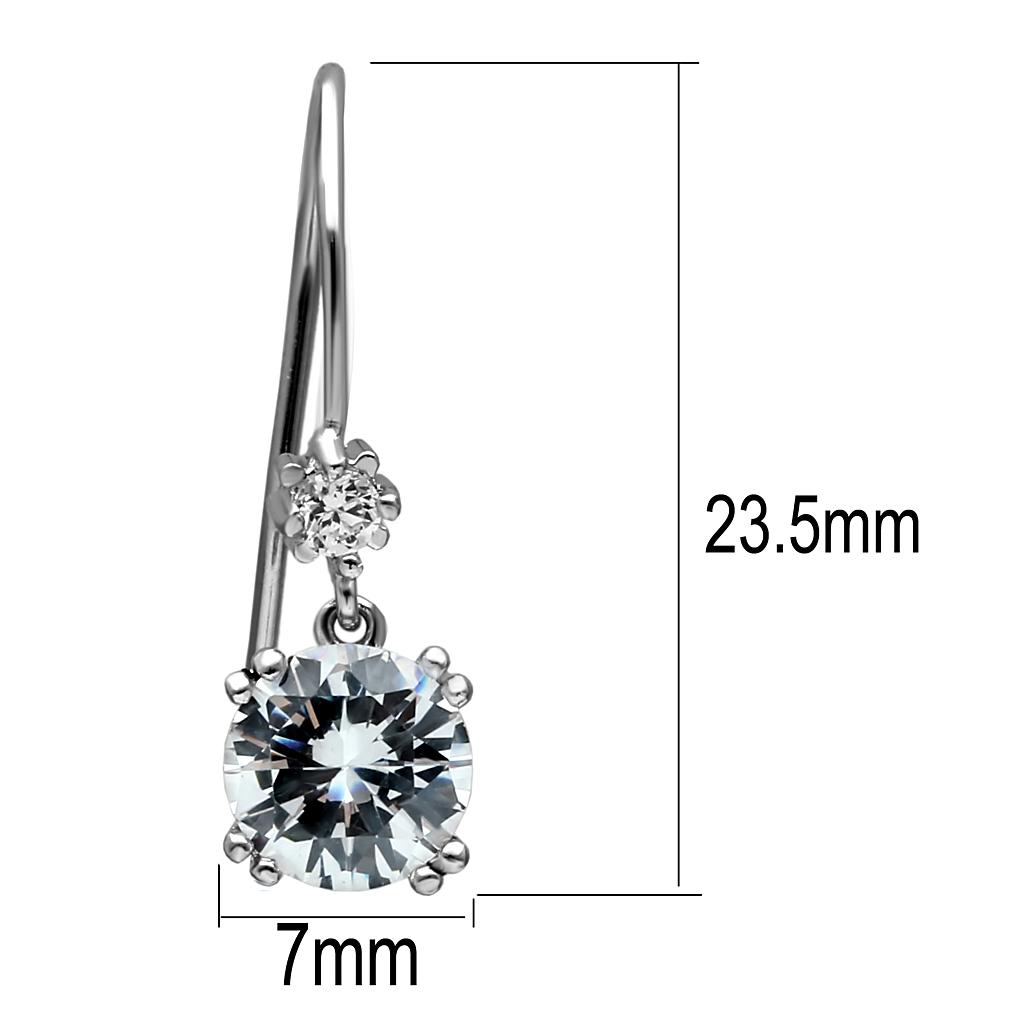 MATK2883 - High polished (no plating) Stainless Steel Earrings with AAA Grade CZ  in Clear