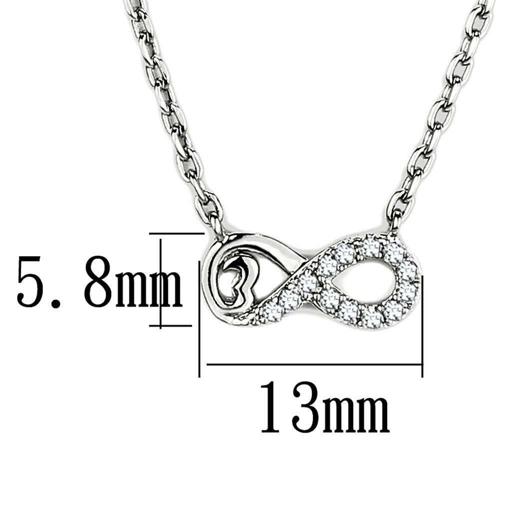 MATK2885 - High polished (no plating) Stainless Steel Necklace with AAA Grade CZ  in Clear