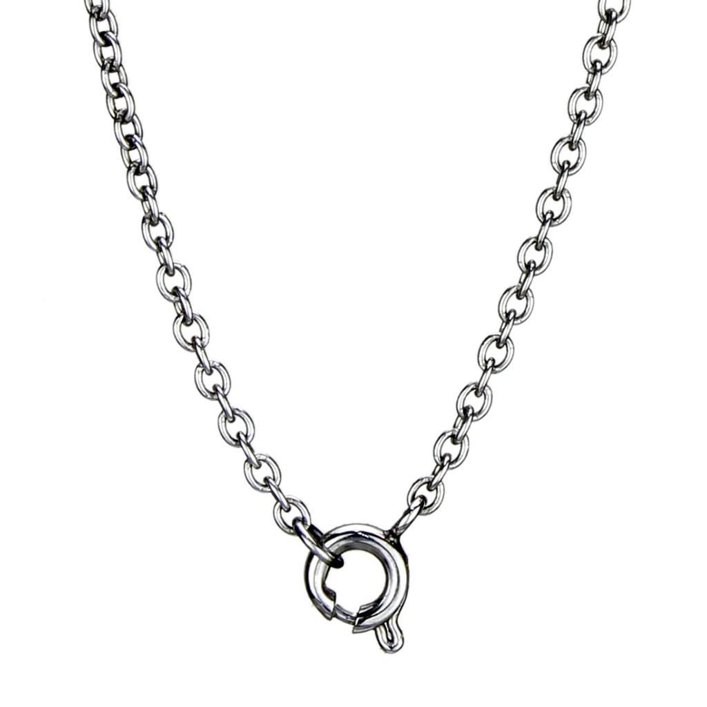 MATK2885 - High polished (no plating) Stainless Steel Necklace with AAA Grade CZ  in Clear
