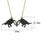 MATK2895 - IP Gold+ IP Black (Ion Plating) Stainless Steel Necklace with Semi-Precious Opal in Aurora Borealis (Rainbow Effect)