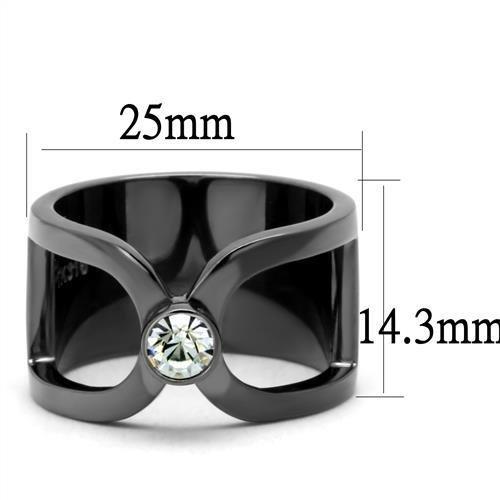MATK2897 - IP Light Black  (IP Gun) Stainless Steel Ring with Top Grade Crystal  in Clear