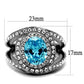 MATK2900 - High polished (no plating) Stainless Steel Ring with Synthetic Synthetic Glass in Sea Blue