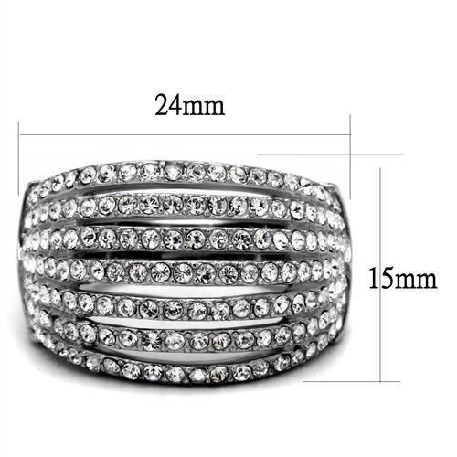 MATK2901 - High polished (no plating) Stainless Steel Ring with Top Grade Crystal  in Clear