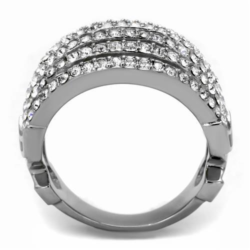 MATK2901 - High polished (no plating) Stainless Steel Ring with Top Grade Crystal  in Clear