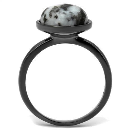 MATK2902 - IP Light Black  (IP Gun) Stainless Steel Ring with Semi-Precious Hematite in Multi Color