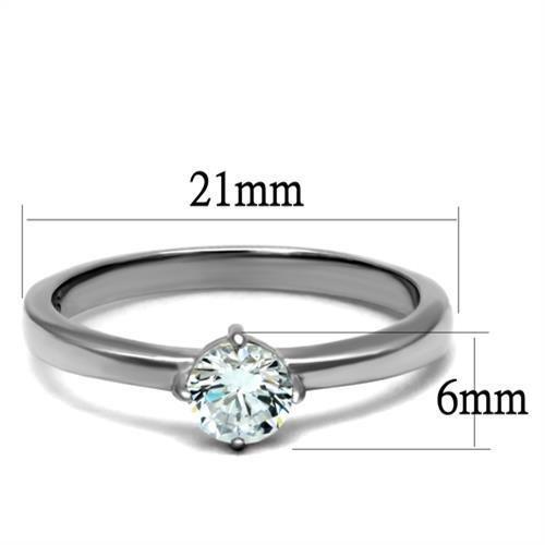 MATK2903 - High polished (no plating) Stainless Steel Ring with AAA Grade CZ  in Clear