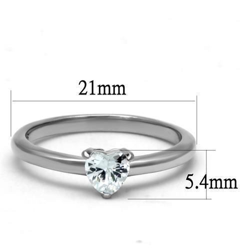 MATK2904 - High polished (no plating) Stainless Steel Ring with AAA Grade CZ  in Clear