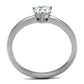 MATK2904 - High polished (no plating) Stainless Steel Ring with AAA Grade CZ  in Clear