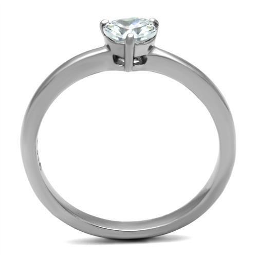 MATK2904 - High polished (no plating) Stainless Steel Ring with AAA Grade CZ  in Clear