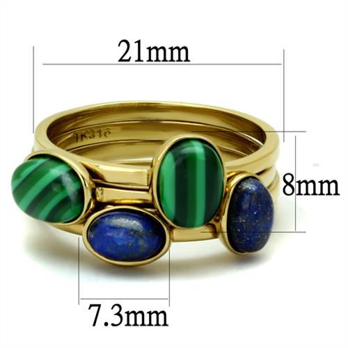 MATK2905 - IP Gold(Ion Plating) Stainless Steel Ring with Synthetic MALACHITE in Emerald