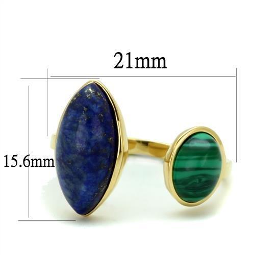 MATK2906 - IP Gold(Ion Plating) Stainless Steel Ring with Precious Stone Lapis in Montana