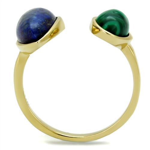 MATK2906 - IP Gold(Ion Plating) Stainless Steel Ring with Precious Stone Lapis in Montana