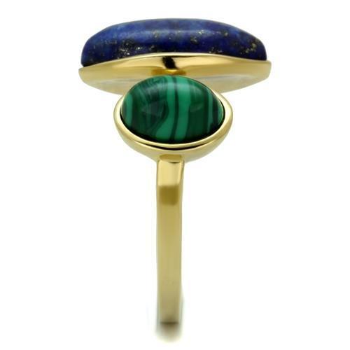 MATK2906 - IP Gold(Ion Plating) Stainless Steel Ring with Precious Stone Lapis in Montana