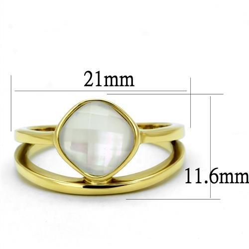 MATK2908 - IP Gold(Ion Plating) Stainless Steel Ring with Precious Stone Conch in White