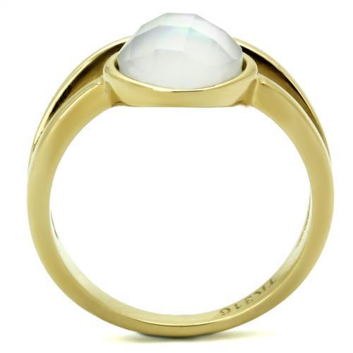 MATK2908 - IP Gold(Ion Plating) Stainless Steel Ring with Precious Stone Conch in White