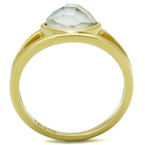 MATK2908 - IP Gold(Ion Plating) Stainless Steel Ring with Precious Stone Conch in White