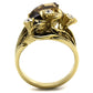 MATK2914 - IP Gold(Ion Plating) Stainless Steel Ring with Synthetic Synthetic Glass in Brown