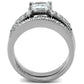 MATK2915 - High polished (no plating) Stainless Steel Ring with AAA Grade CZ  in Clear