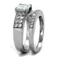 MATK2915 - High polished (no plating) Stainless Steel Ring with AAA Grade CZ  in Clear
