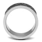 MATK2921 - High polished (no plating) Stainless Steel Ring with Epoxy  in Jet