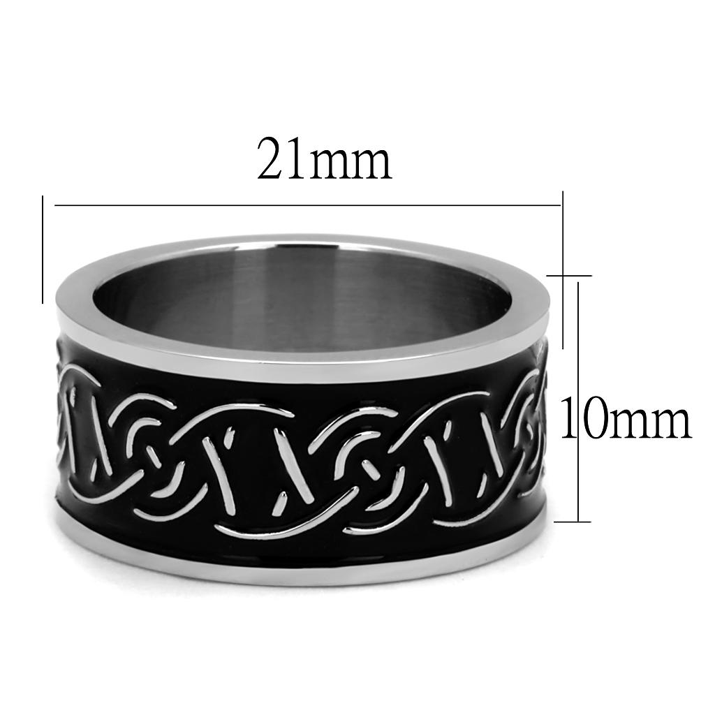 MATK2922 - High polished (no plating) Stainless Steel Ring with Epoxy  in Jet