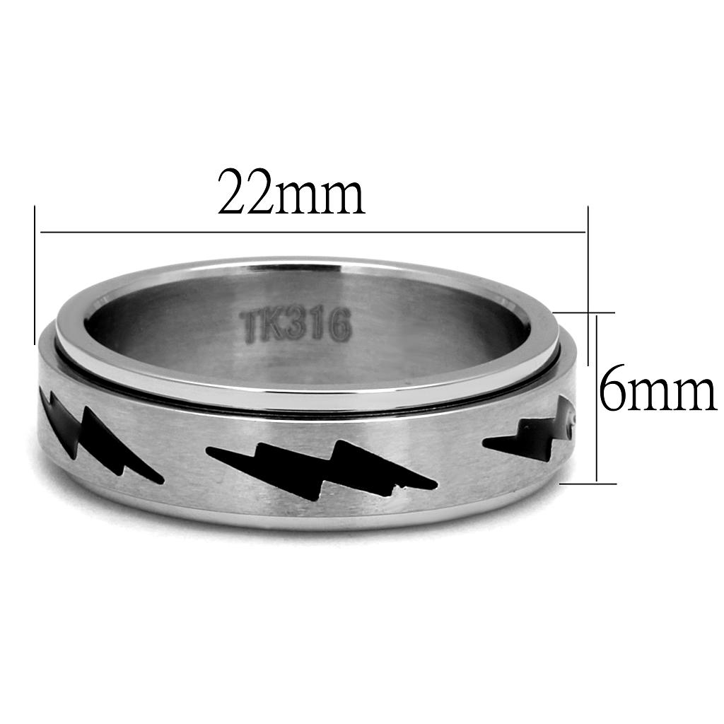MATK2926 - High polished (no plating) Stainless Steel Ring with Epoxy  in Jet
