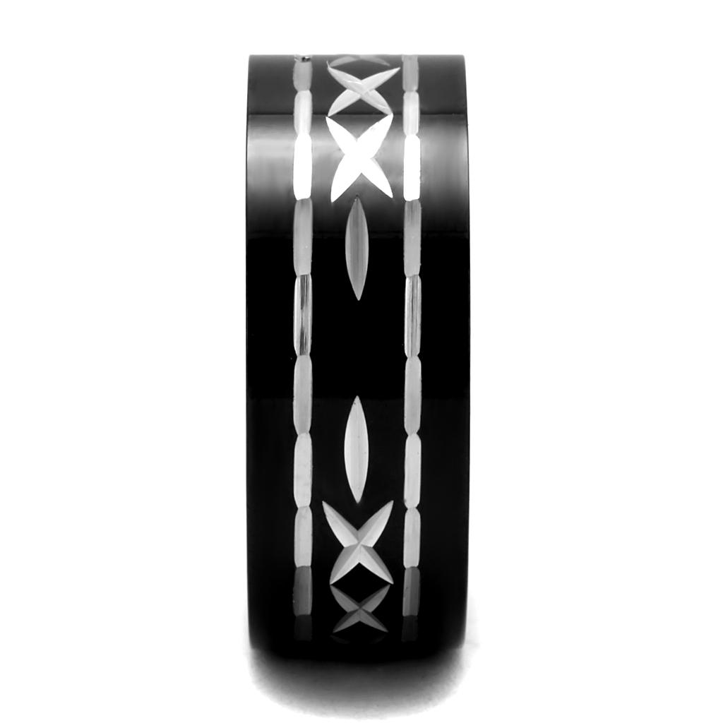MATK2928 - Two-Tone IP Black (Ion Plating) Stainless Steel Ring with No Stone