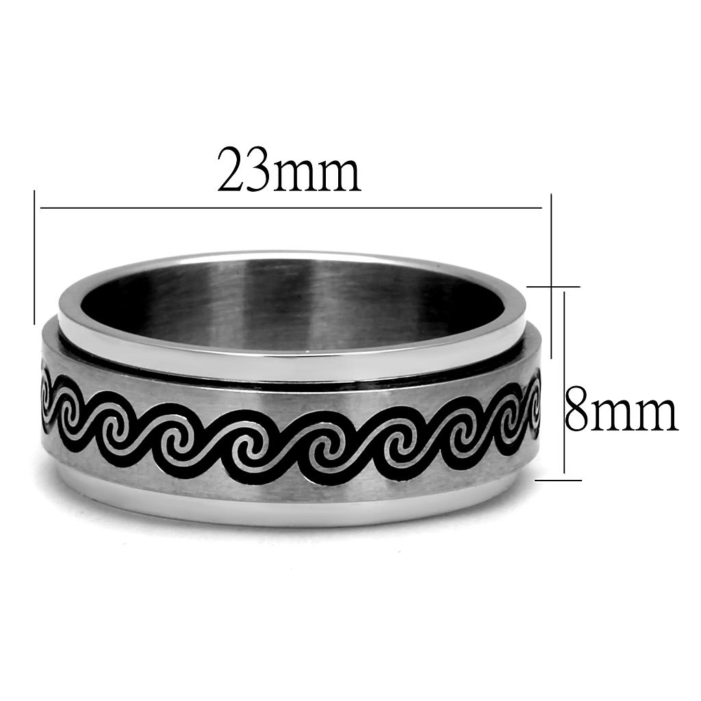 MATK2930 - High polished (no plating) Stainless Steel Ring with Epoxy  in Jet