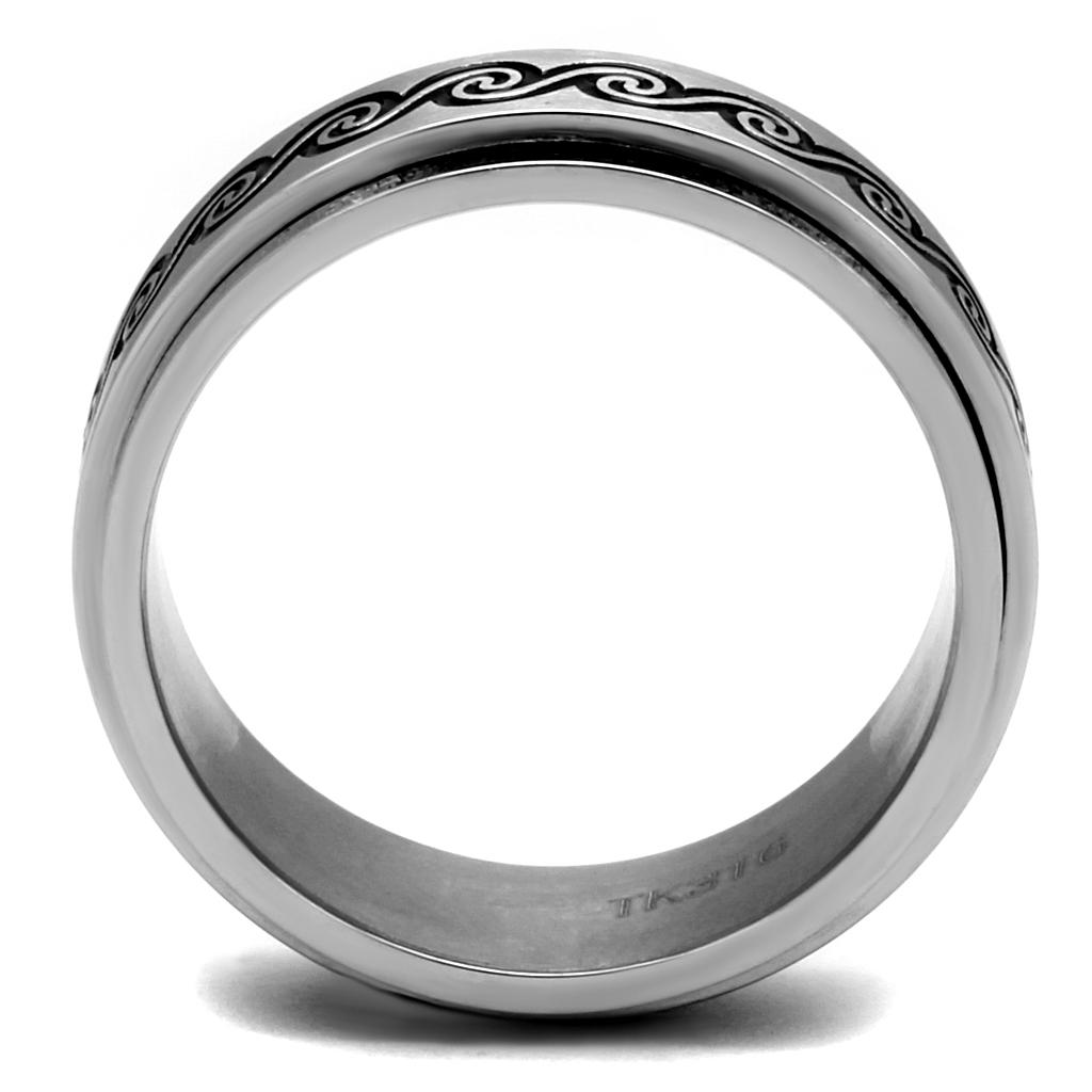 MATK2930 - High polished (no plating) Stainless Steel Ring with Epoxy  in Jet