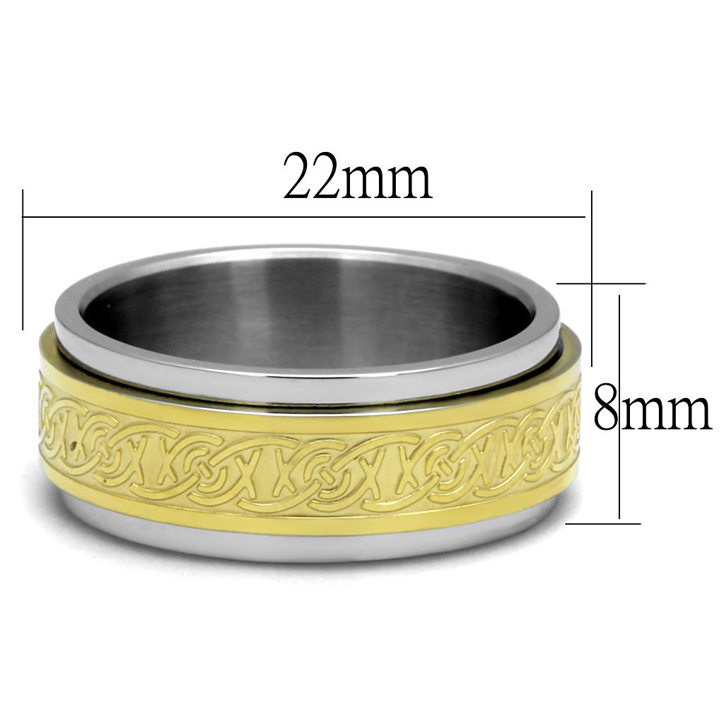 MATK2939 - Two-Tone IP Gold (Ion Plating) Stainless Steel Ring with No Stone